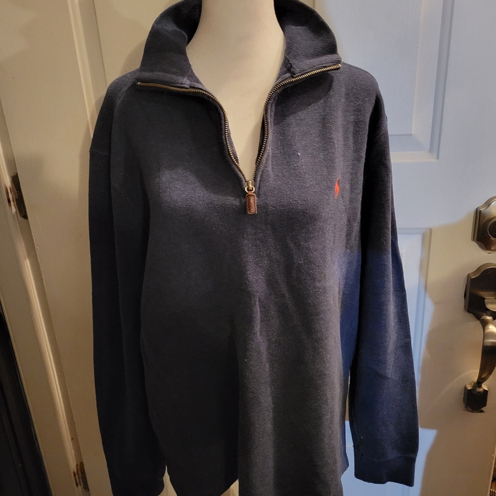Polo by Ralph Lauren Men's Pullover Sweater - M - Navy Blue 1/4 zip